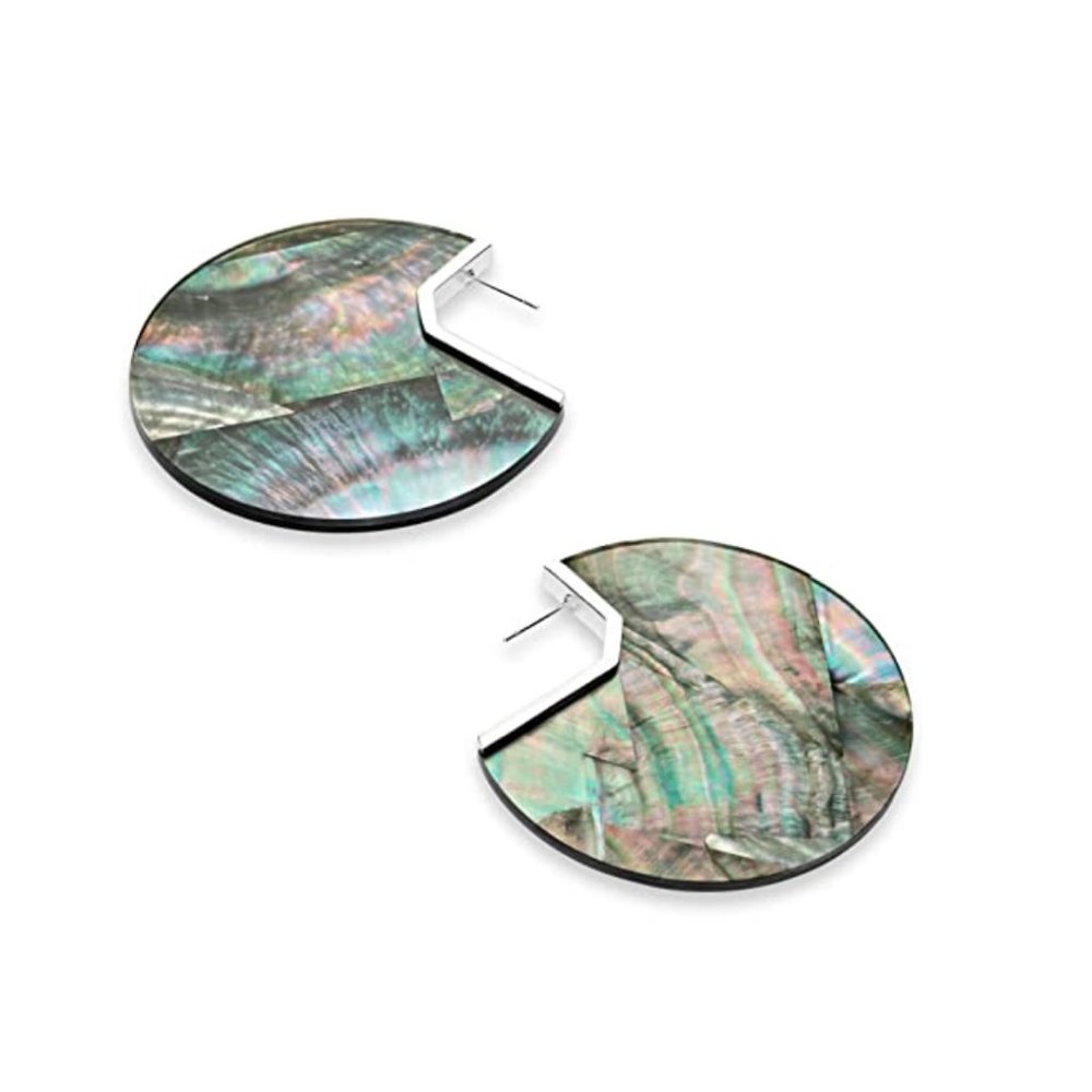 KENDRA SCOTT Kai Shell Disc Earrings Black/Silver